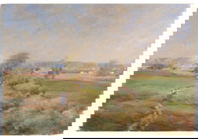 WILLIAM HENRY HOLMES (Washington, D.C./Illinois, 1846-1933), Figures in a meadow., Watercolor on