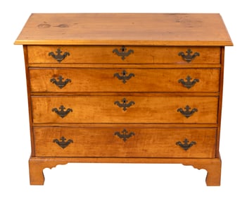 MAPLE FOUR-DRAWER CHEST 19th Century Height 32". Width 41". Depth 18.75".