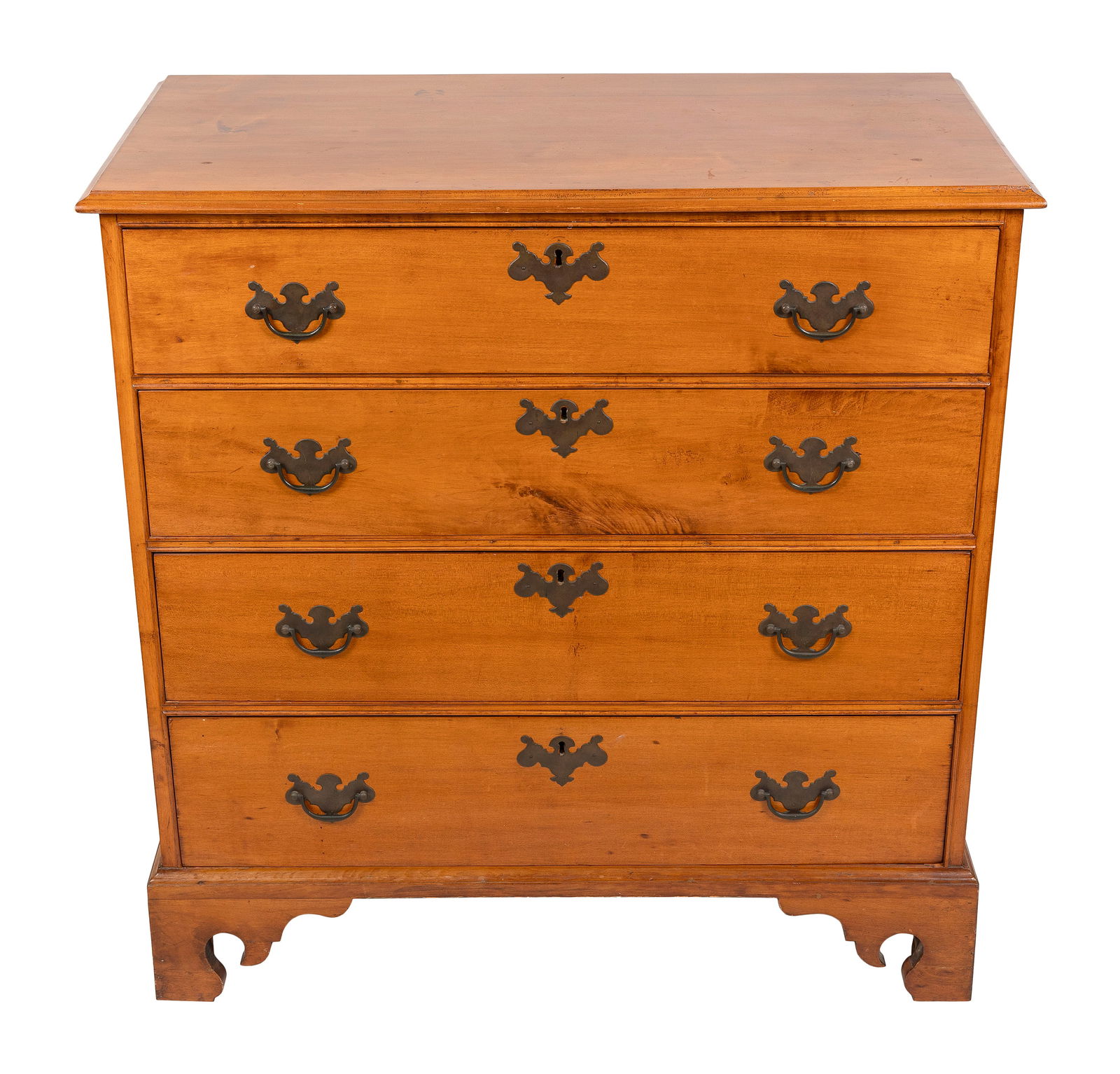 MAPLE FOUR-DRAWER DRESSER 19th Century Height 38.5". Width 37.5". Depth 19.5".: MAPLE FOUR-DRAWER DRESSER19th CenturyHeight 38.5". Width 37.5". Depth 19.5".