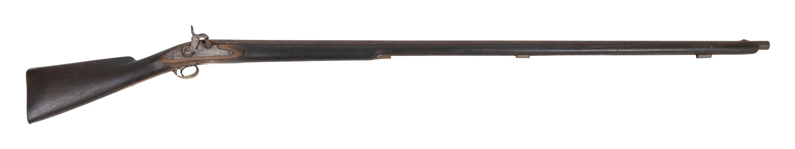 ENGLISH FULL STOCK FOWLING GUN 19th Century Total length 67". (1 of 2)