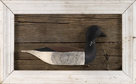 PAUL CASSON BRANT DECOY Massachusetts, 20th Century Decoy height 7". Length 16". Framed 16" x 25".