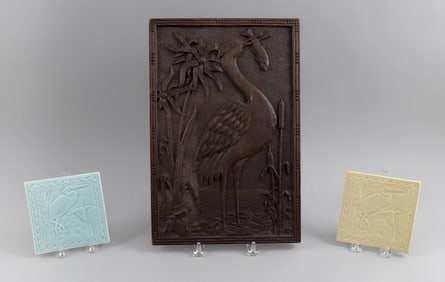 THREE PIECES OF HERON DECOR 19th Century