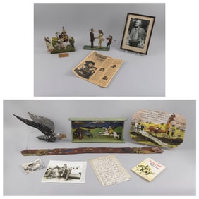COLLECTION OF CARVINGS AND EPHEMERA BY "BRONCHO CHARLIE" MILLER 20th Century