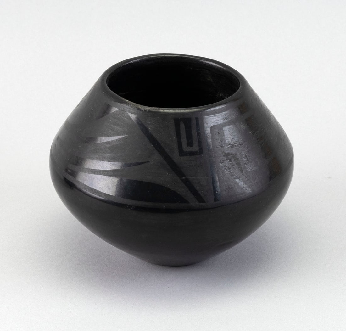 SAN ILDEFONSO BLACK ON BLACK POTTERY BOWL BY MARIA AND JULIAN MARTINEZ New Mexico, Early 20th (1 of 3)