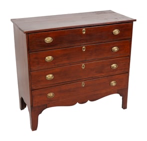 HEPPLEWHITE FLAT-FRONT BUREAU Circa 1800 Height 36". Width 40.5". Depth 18.25".