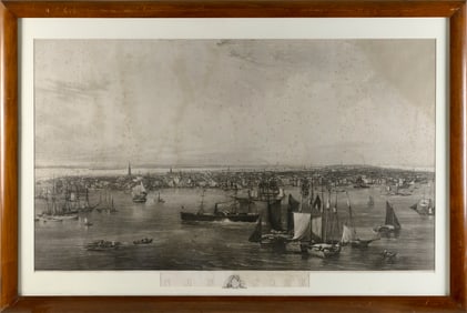 AFTER J.W. HILL (19th Century,), View of New York., Image 28" x 50". Framed 39" x 58".