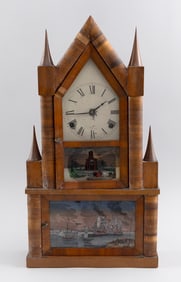 RARE ELISHA MANROSS (1792-1856) DOUBLE STEEPLE CLOCK Bristol, Connecticut, 19th Century Height
