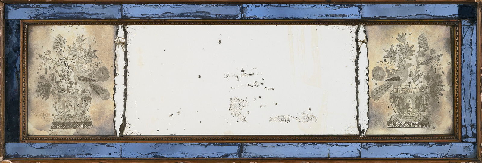 OVERMANTLE MIRROR 19th Cenury Height 17". Width 51.5". (1 of 2)