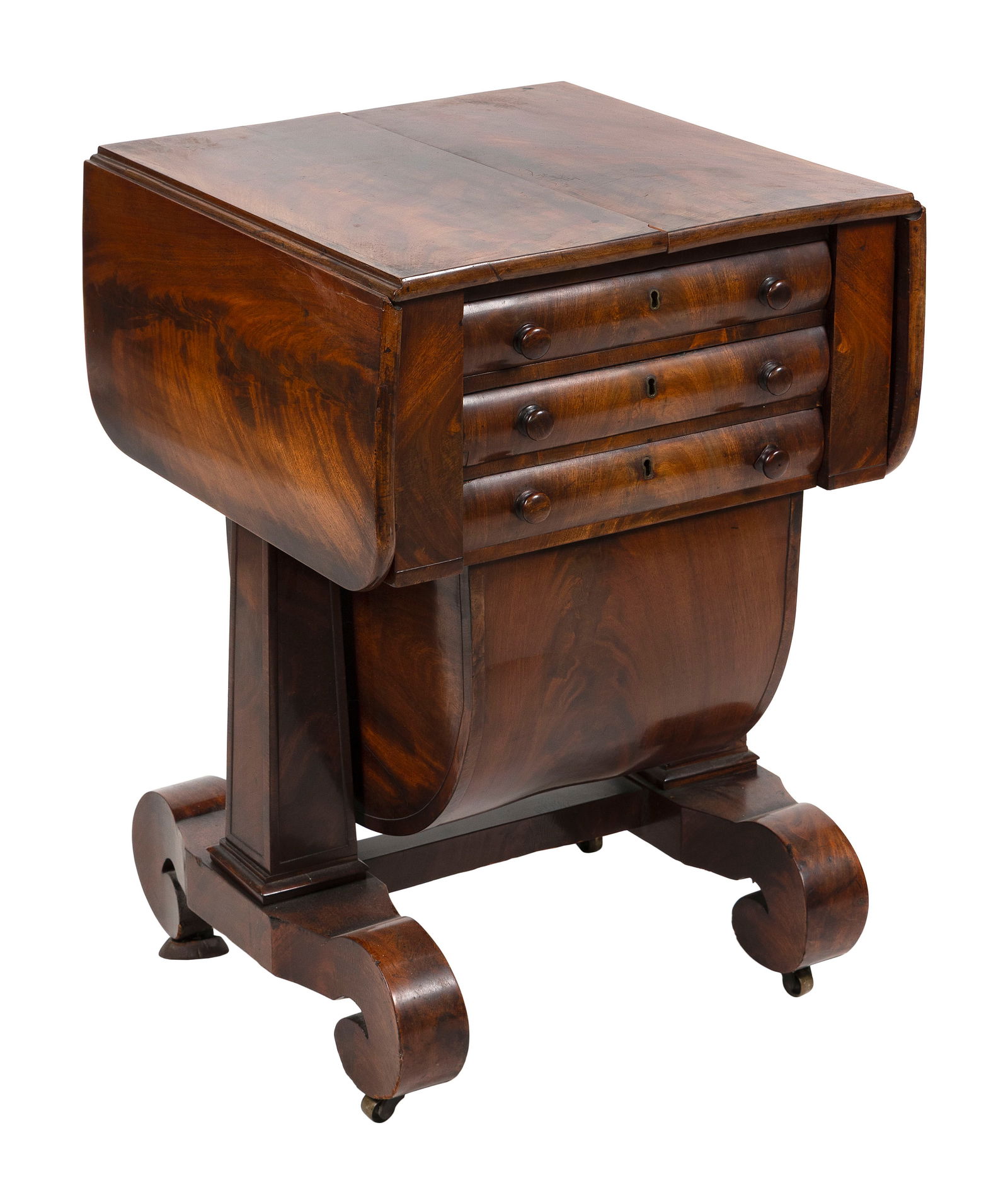EMPIRE MAHOGANY DROP-LEAF SEWING STAND, Mid-19th Century (1 of 2)