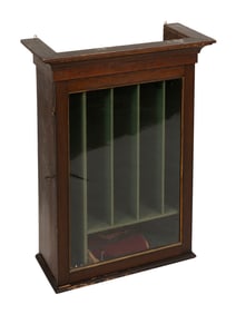 RARE WALL-MOUNTED VIOLIN STORAGE CABINET Likely America, Circa 1882 Height 37". Width 23.5". Depth
