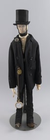 EARLY ABRAHAM LINCOLN DOLL PAINTED BY WILLIAM EDGAR MARSHALL WITH ASSOCIATED HAMILTON GOLD POCKET