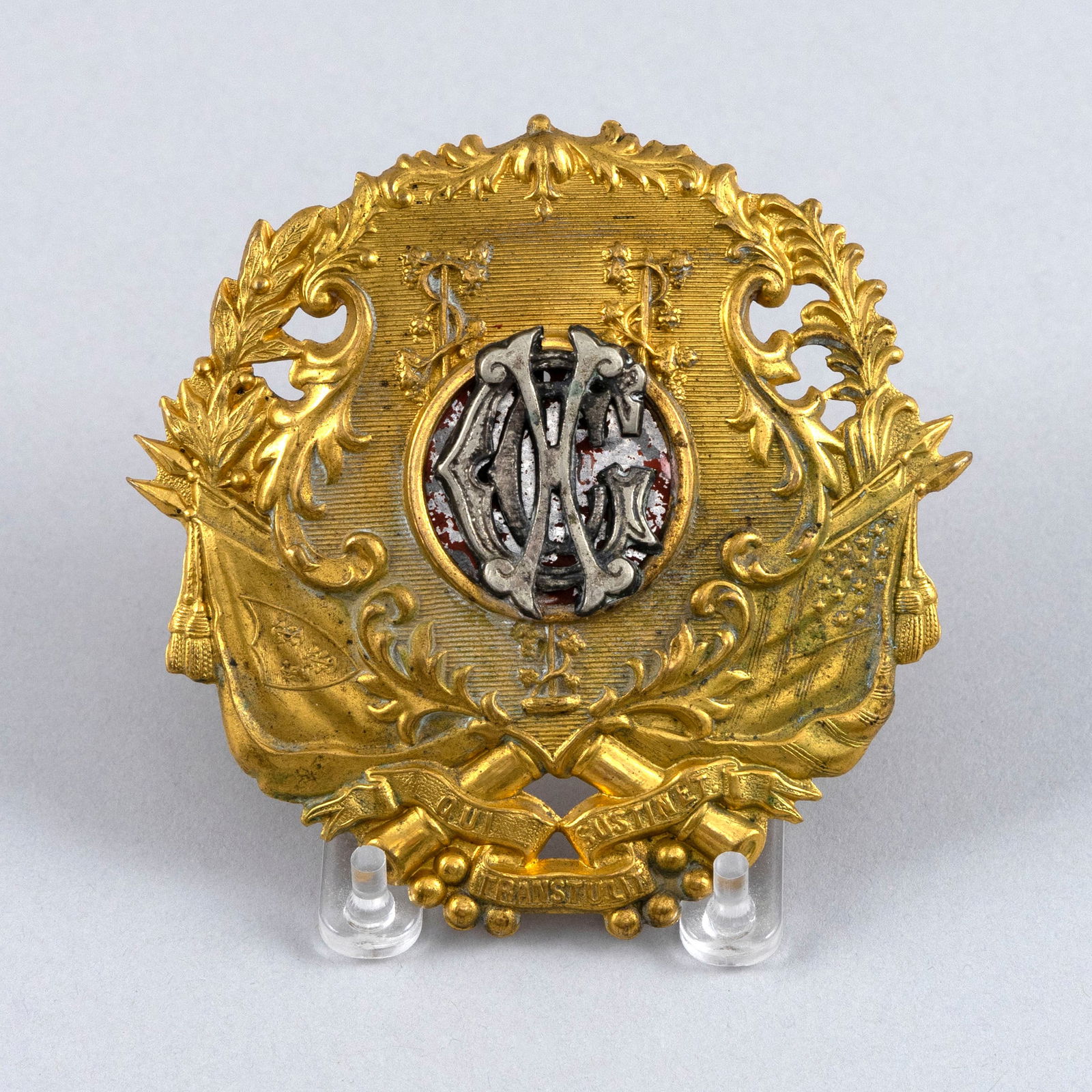 CIVIL WAR SHAKO HAT BADGE Circa 1860 Diameter 3". (1 of 2)