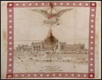 CENTENNIAL COMMEMORATIVE HANDKERCHIEF Circa 1876 20" x 25".