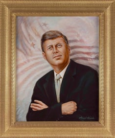 LARRY S. WASIELE (Connecticut, Contemporary), Portrait of John Fitzgerald Kennedy., Oil on canvas,