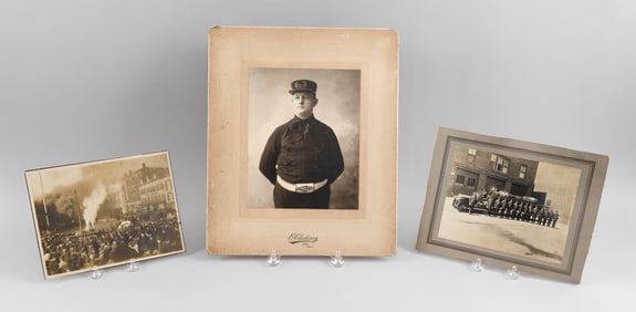 THREE BOSTON FIRE-RELATED PHOTOGRAPHS Early 20th Century 7" x 9", 8.5" x 10.5" and 15" x 12.5".