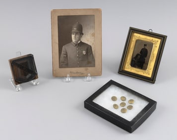 LOT OF POLICE MEMORABILIA 19th Century Largest photograph 7.5" x 5".