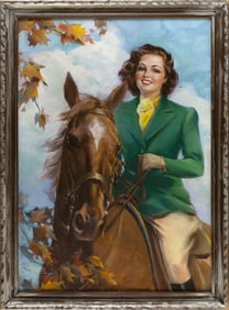 HOWARD CONNOLLY (Rhode Island, 1903-1990), Woman riding a horse., Pastel on cardboard, 37" x 26".