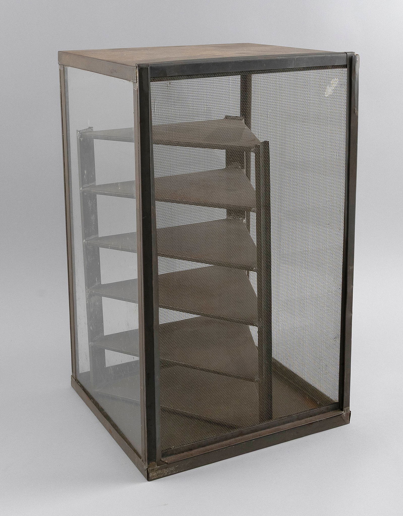 TIN TABLETOP PIE SAFE Early 20th Century Height 20.5". Width 12". Depth 11.5". (1 of 2)