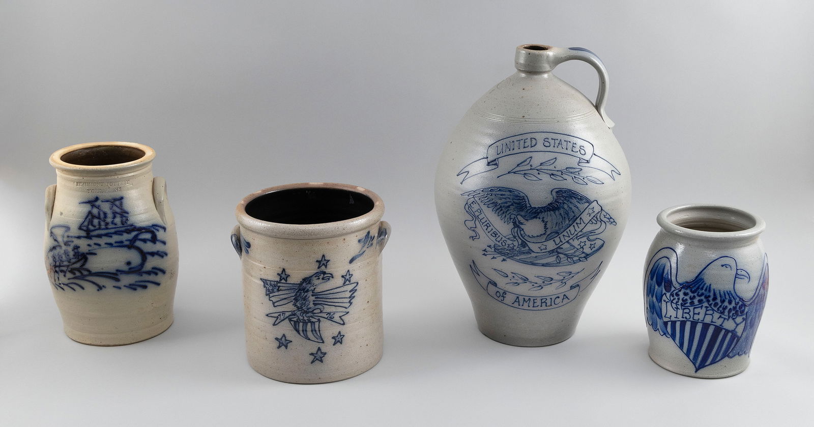 FOUR PIECES OF CONTEMPORARY STONEWARE Late 20th Century Heights from 8.5" to 18.5". (1 of 2)