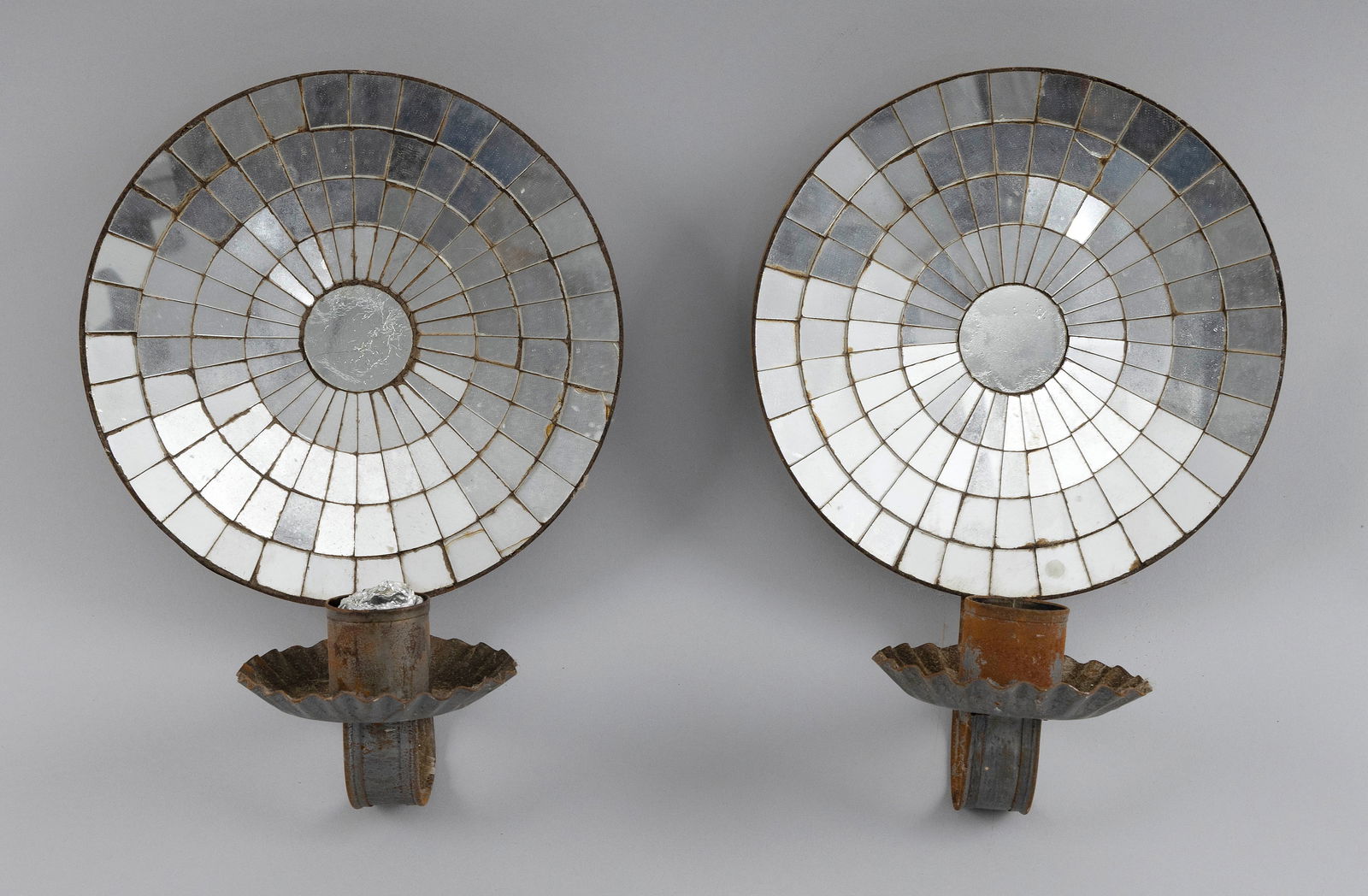 PAIR OF MIRRORED WALL SCONCES 20th Century Heights 10". (1 of 3)