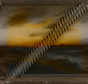 FRANK KNOX MORTON REHN (Pennsylvania/Massachusetts, 1848-1914), Sunset over the ocean., Oil on
