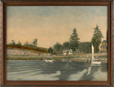 FRANKLIN LEWIS GIFFORD (Massachusetts, 1854-1936), Cove scene, likely Woods Hole, Cape Cod,