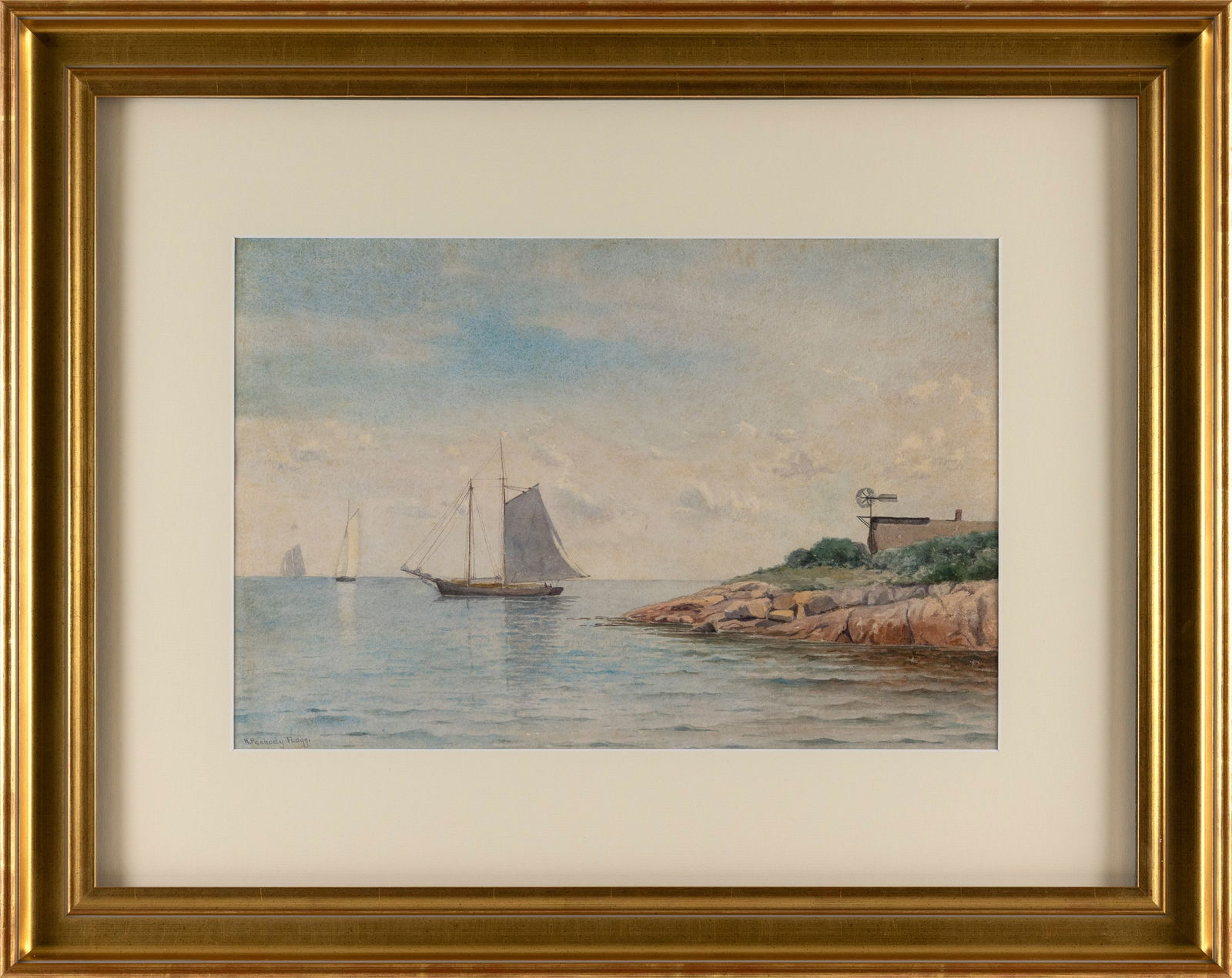 HIRAM PEABODY FLAGG (Massachusetts/New York, 1858-1937), Coastal scene., Watercolor on paper, 12" x (1 of 2)