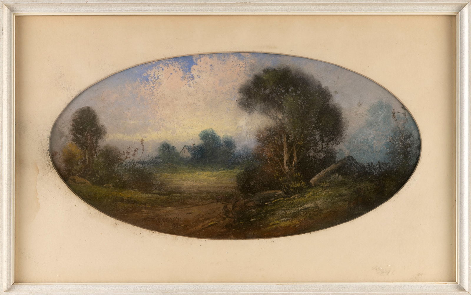 WILLIAM TROST RICHARDS (Pennsylvania/Rhode Island, 1833-1905), Pastoral landscape with distant (1 of 2)