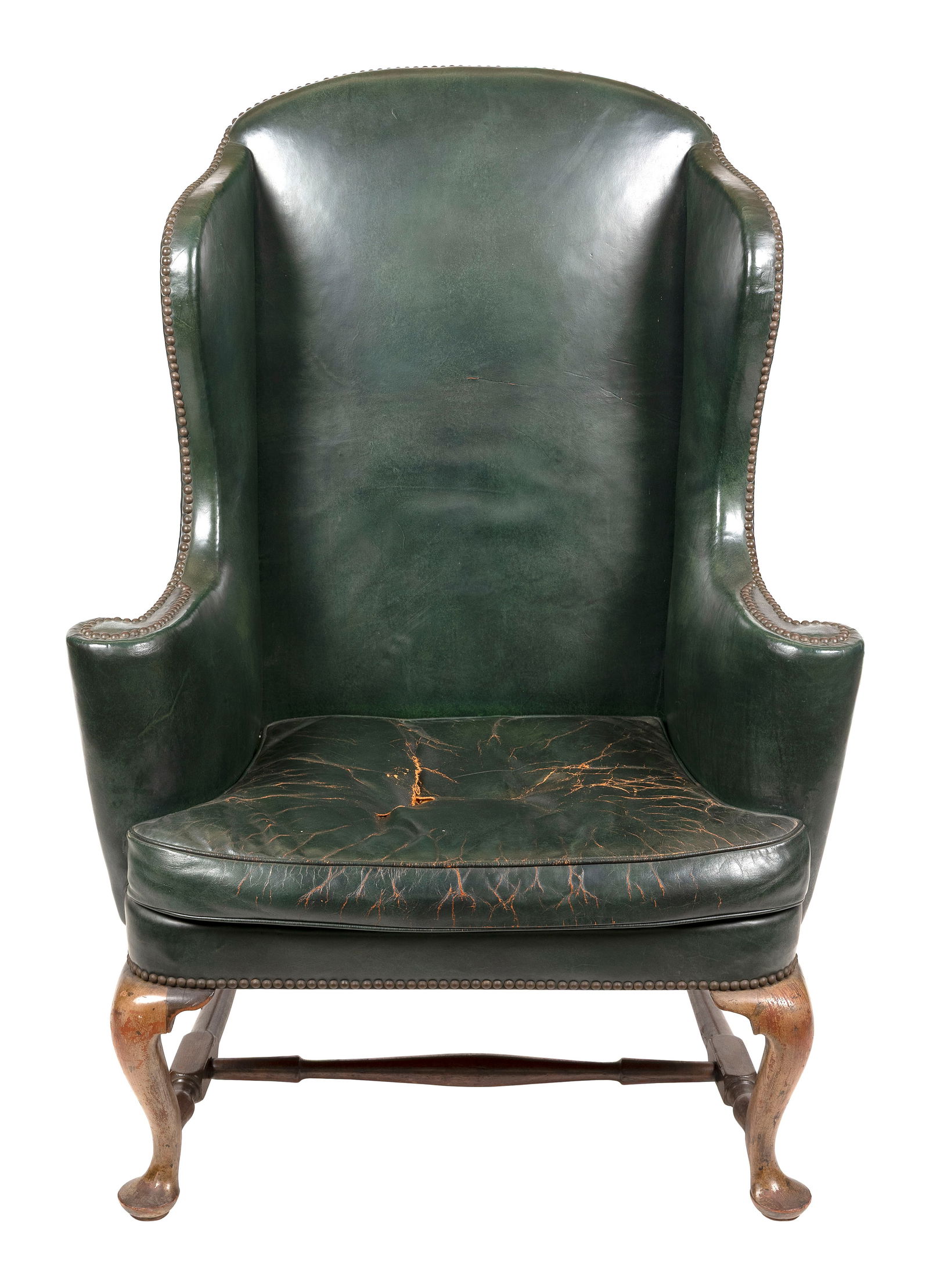 QUEEN ANNE-STYLE WING CHAIR Late 19th/Early 20th Century Back height 48". Seat height 19". (1 of 1)