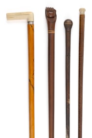 FOUR CANES 19th Century Lengths from 34" to 36.5".