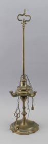 ROMAN-STYLE BRASS WHALE OIL LAMP Early 19th Century Height 24.5".