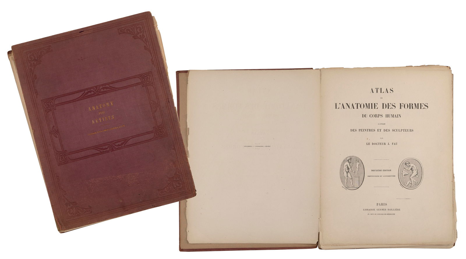 RARE 19TH CENTURY BOOK "ANATOMY FOR ARTISTS" 19th Century 15" x 11.5". (1 of 7)