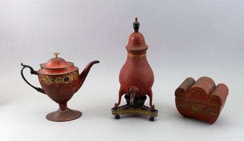 THREE PIECES OF TOLE Likely France, 19th Century Heights to 15".