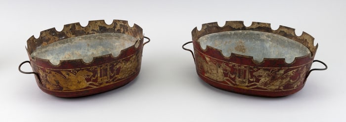 TWO FRENCH EMPIRE TOLE MONTIETHS 19th Century Heights 4.25". Lengths 11".