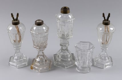 FIVE PIECES OF SANDWICH GLASS 19th Century