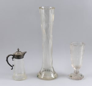 THREE PIECES OF CONTINENTAL ENGRAVED CRYSTAL 19th Century