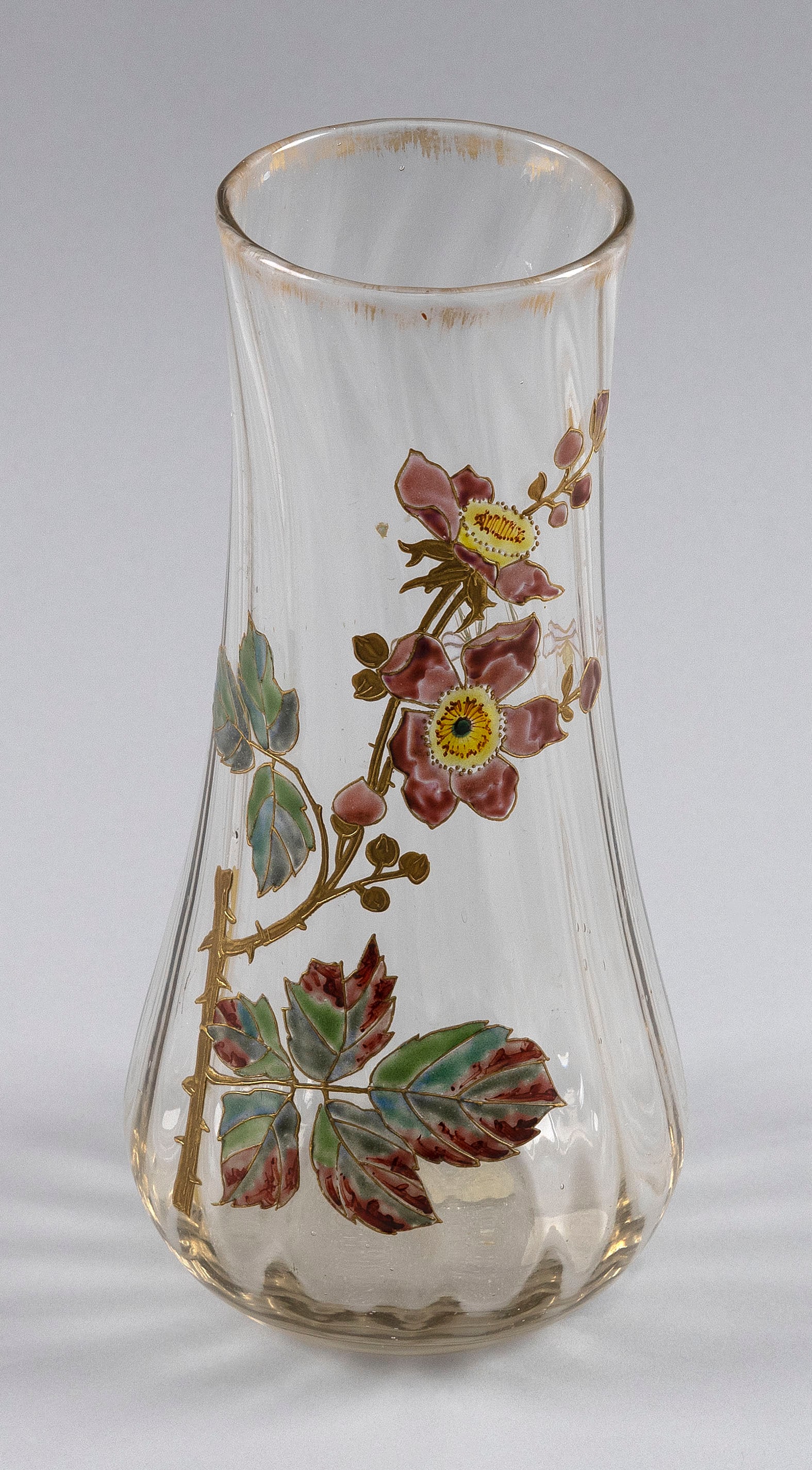 STUMPF, TOUVIER, VIOLETT & CO. ART GLASS VASE France, Late 19th/Early 20th Century Height 9.75". (1 of 3)