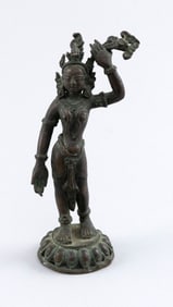 CHINESE BRONZE FIGURE OF ARDHANARISHVARA Late 19th Century Height 5.5".