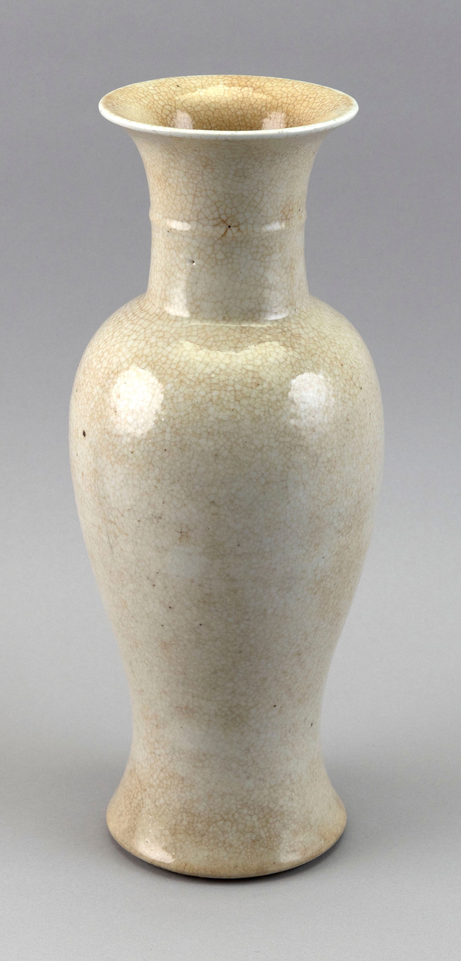 CHINESE CRACKLEWARE PORCELAIN BALUSTER VASE Late 19th Century Height 13.5". (1 of 3)