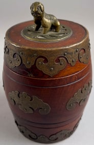 CHINESE ROSEWOOD AND BRASS TEA CADDY 20th Century Height 8".