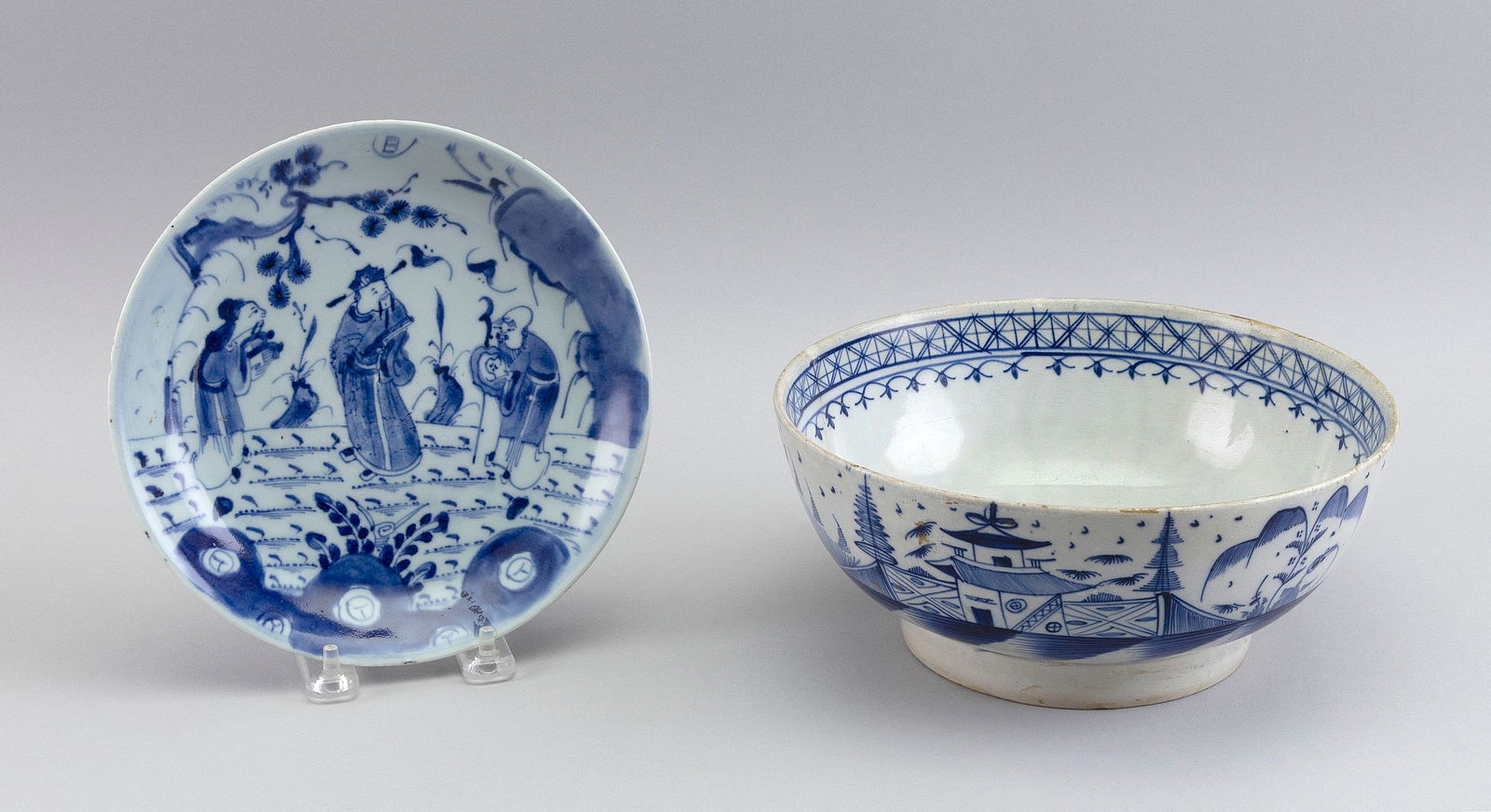 TWO PIECES OF BLUE AND WHITE PORCELAIN 19th Century (1 of 3)