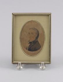 ENGLISH SCHOOL (19th Century,), Miniature portrait of William Campbell, Esq., Watercolor on card,