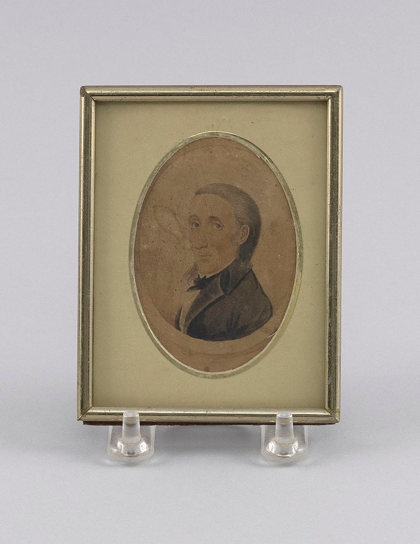 ENGLISH SCHOOL (19th Century,), Miniature portrait of William Campbell, Esq., Watercolor on card, (1 of 3)