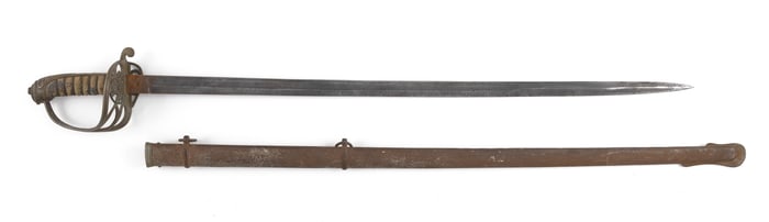 BRITISH MODEL 1822 SWORD AND SCABBARD 19th Century Length of blade 32". Total length 38".