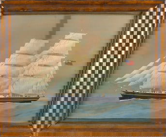 BRITISH SCHOOL (19th Century,), Cargo ship Aldersons under sail., Watercolor on paper, 18" x 22".