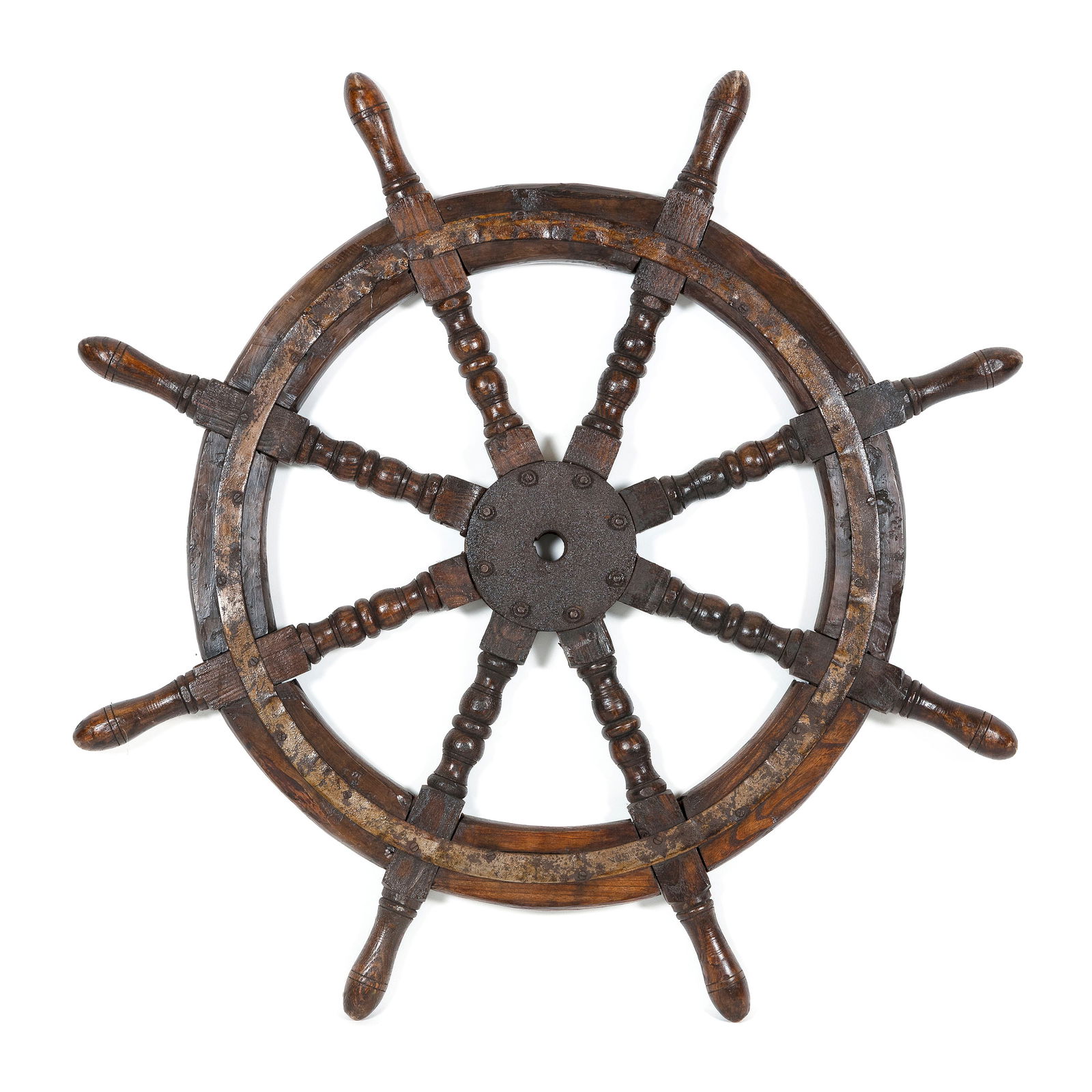 SHIP'S WHEEL 19th Century Diameter 37".: SHIP'S WHEEL19th CenturyDiameter 37".