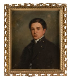 PORTRAIT OF A MIDSHIPMAN 19th Century Oil on canvas, 24" x 20". Framed 29" x 25".