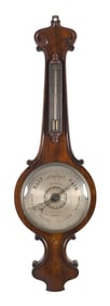 ENGLISH REGENCY BANJO BAROMETER Mid-19th Century Height 42". Width 13".