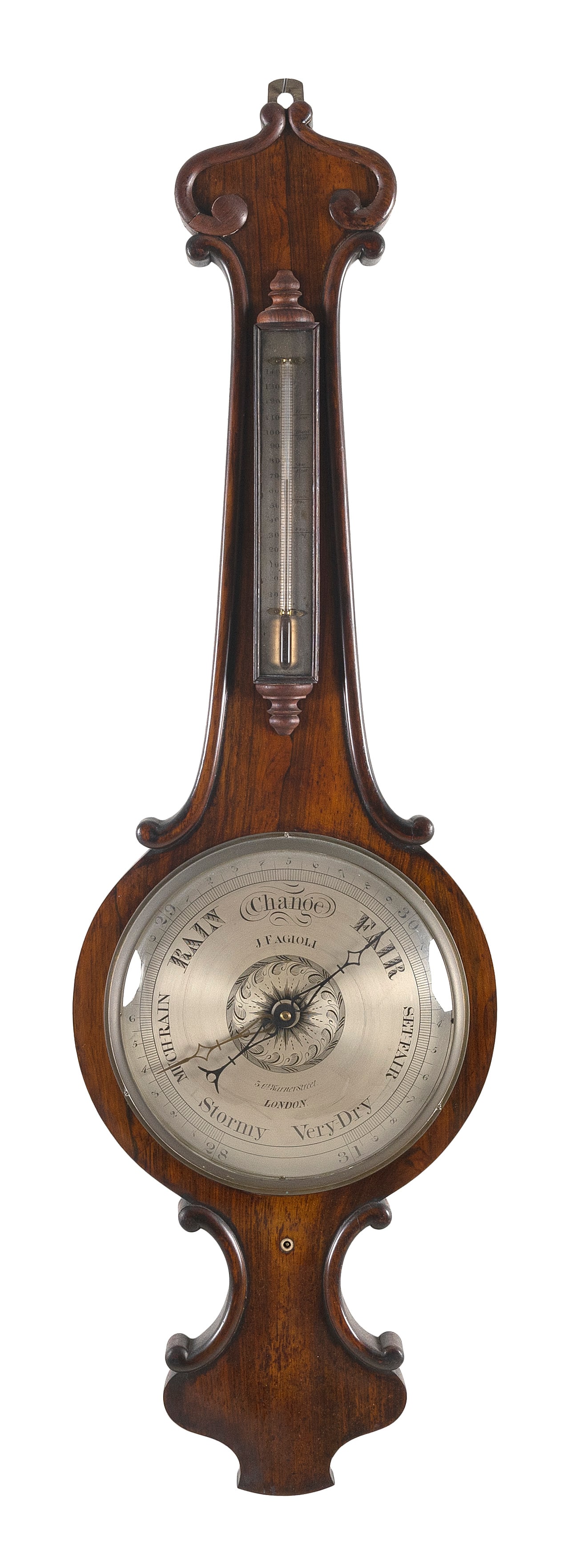 ENGLISH REGENCY BANJO BAROMETER Mid-19th Century Height 42". Width 13". (1 of 1)