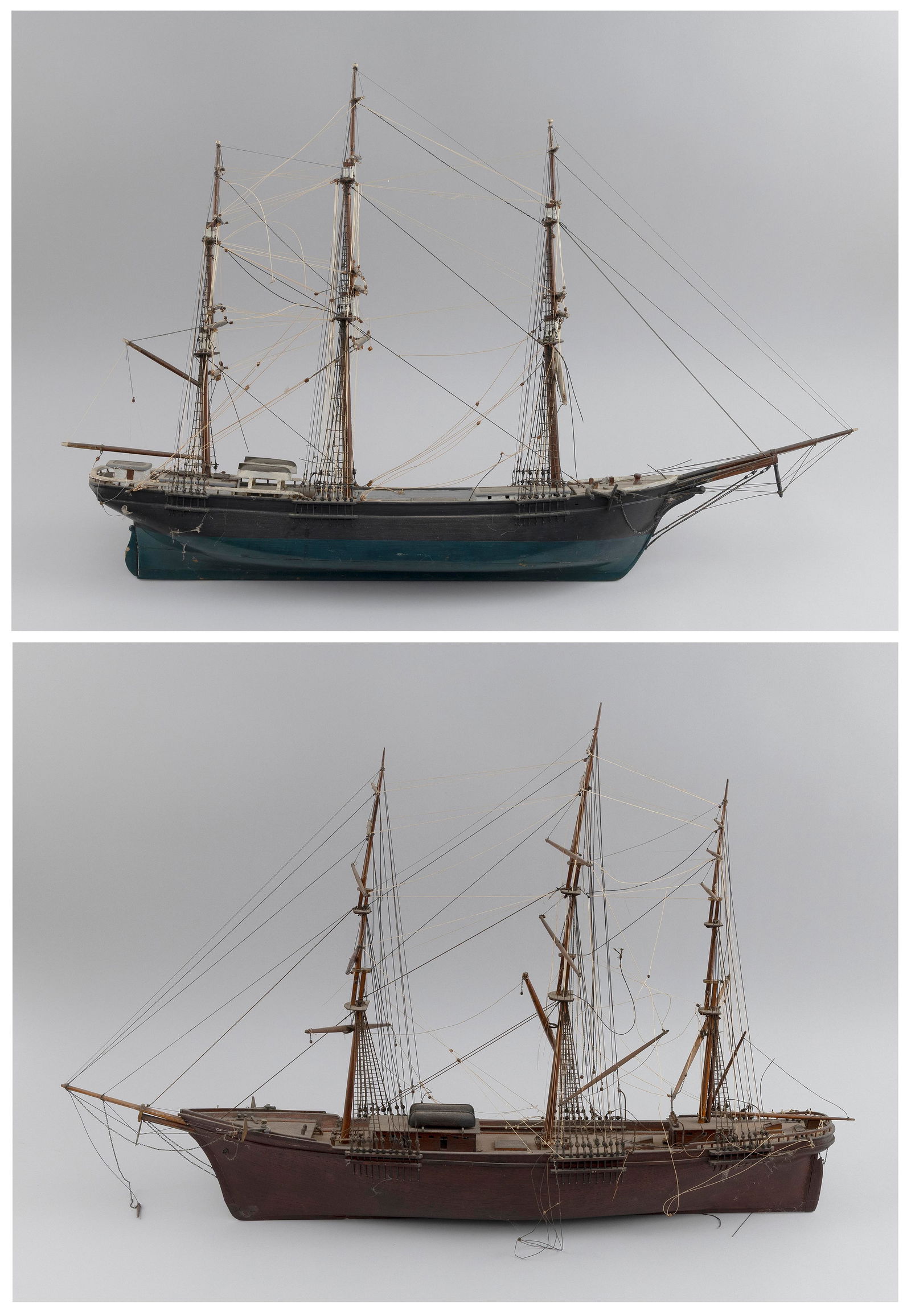 TWO SHIP MODELS Early 20th Century Lengths 30" and 32". (1 of 5)